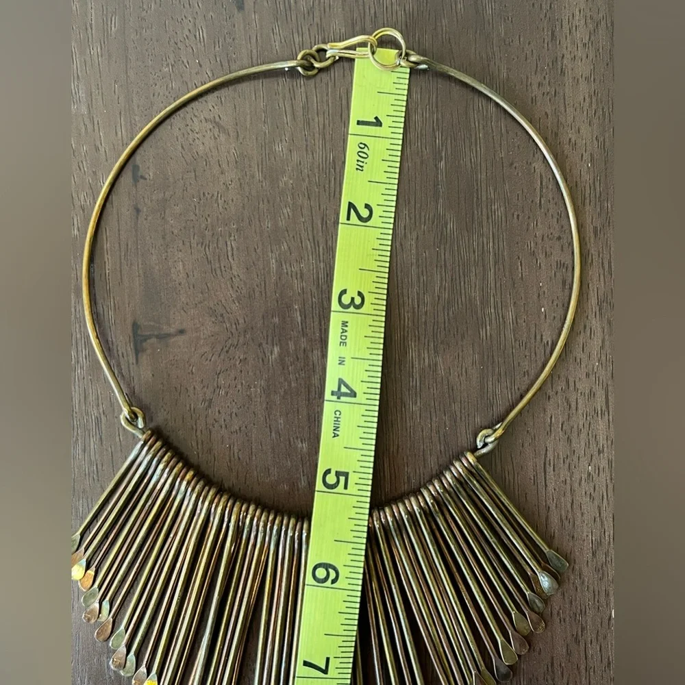 ❌SOLD❌Vintage Mid Century Modern Bib Necklace Brass & Copper - Picture 8 of 8